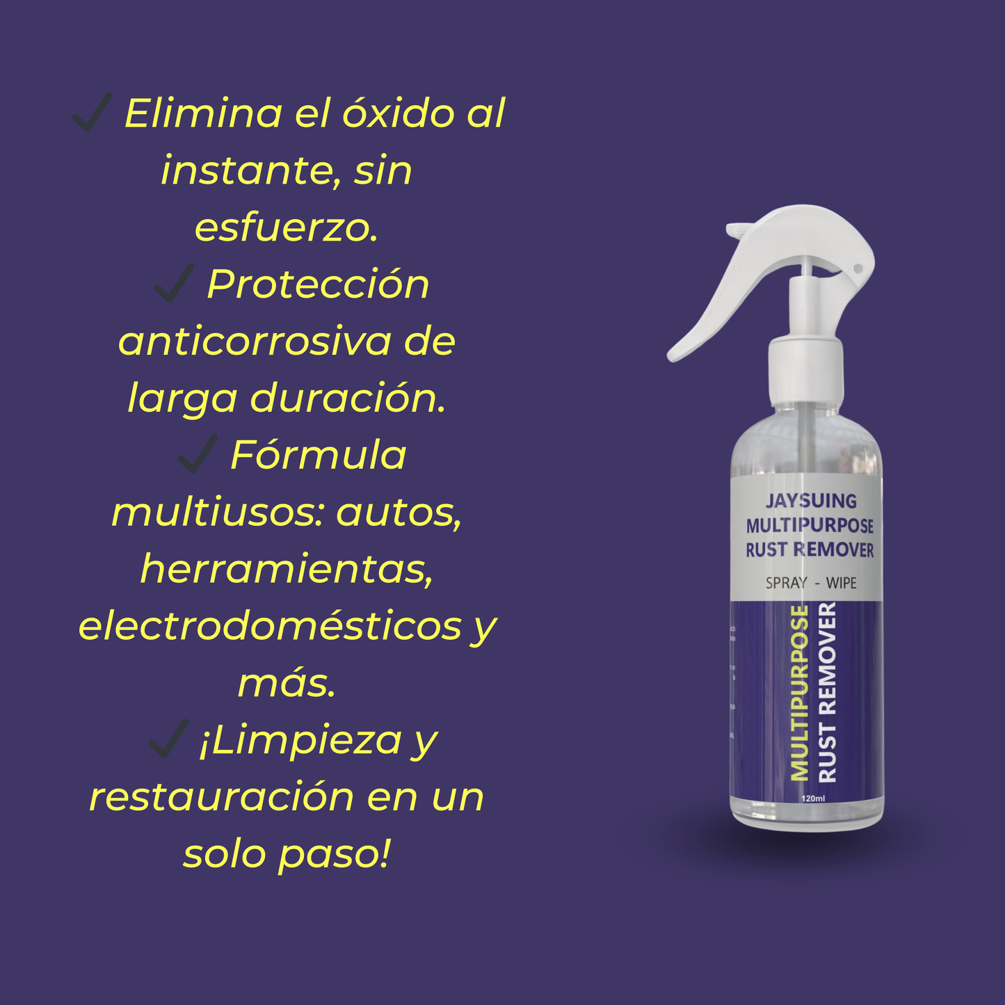 SPRAY ANTIÓXIDO EFICAZ - ¡Ideal para herramientas, autos, bicicletas y más! - 120ML