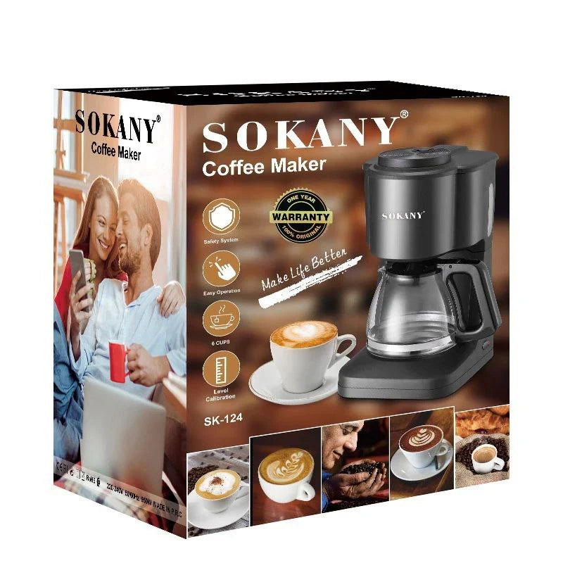 CAFETERA SOKANY SK-124 - ¡Café delicioso en minutos!, sabor y aroma perfectos cada mañana