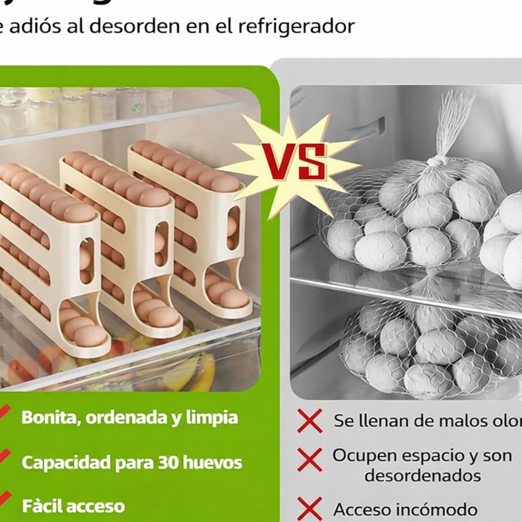 Organizador de Huevos 4 Niveles  ¡Cocina Organizada!