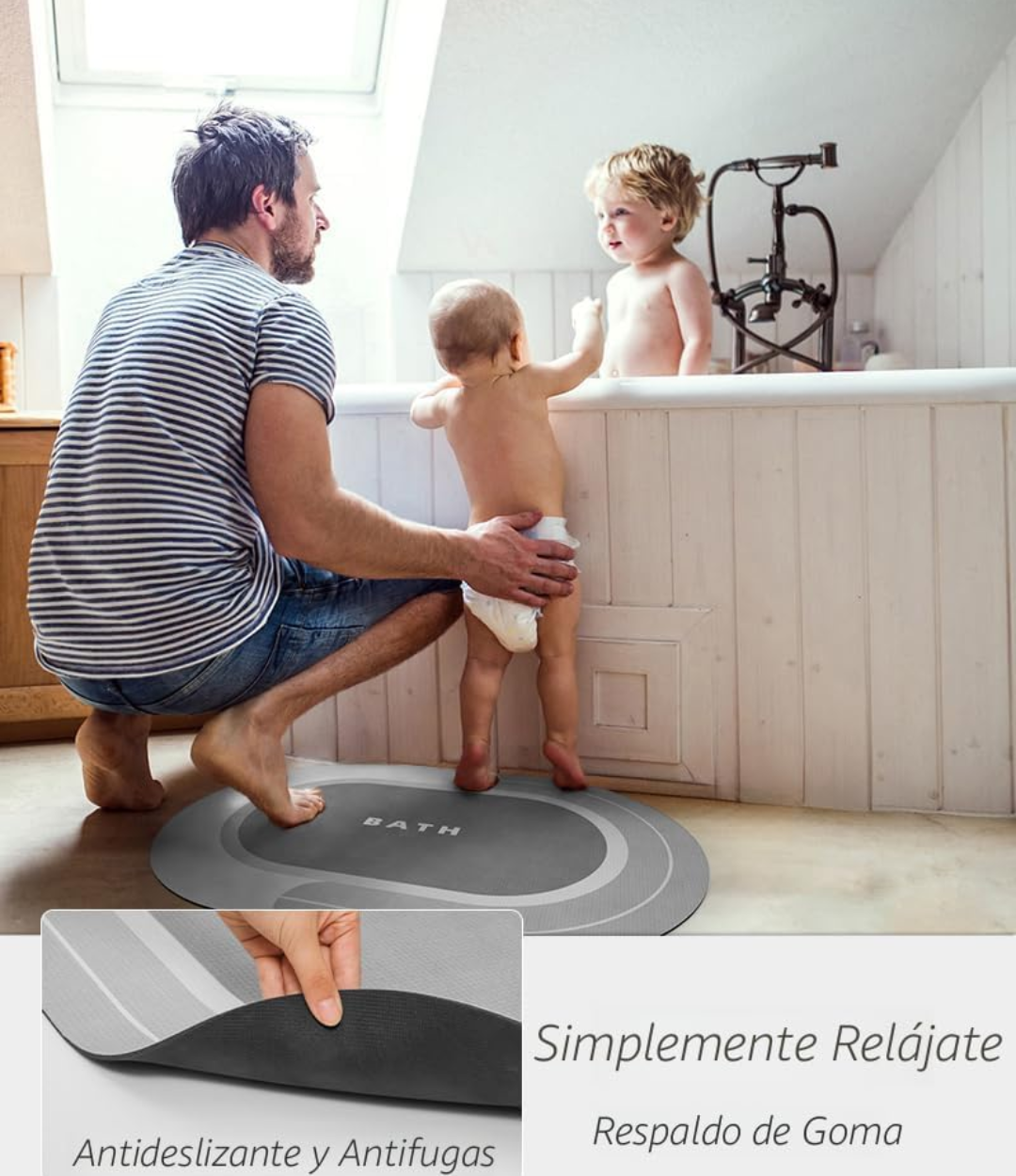 TAPETE ANTICAIDAS 2X1  ¡Baño Siempre Seco!