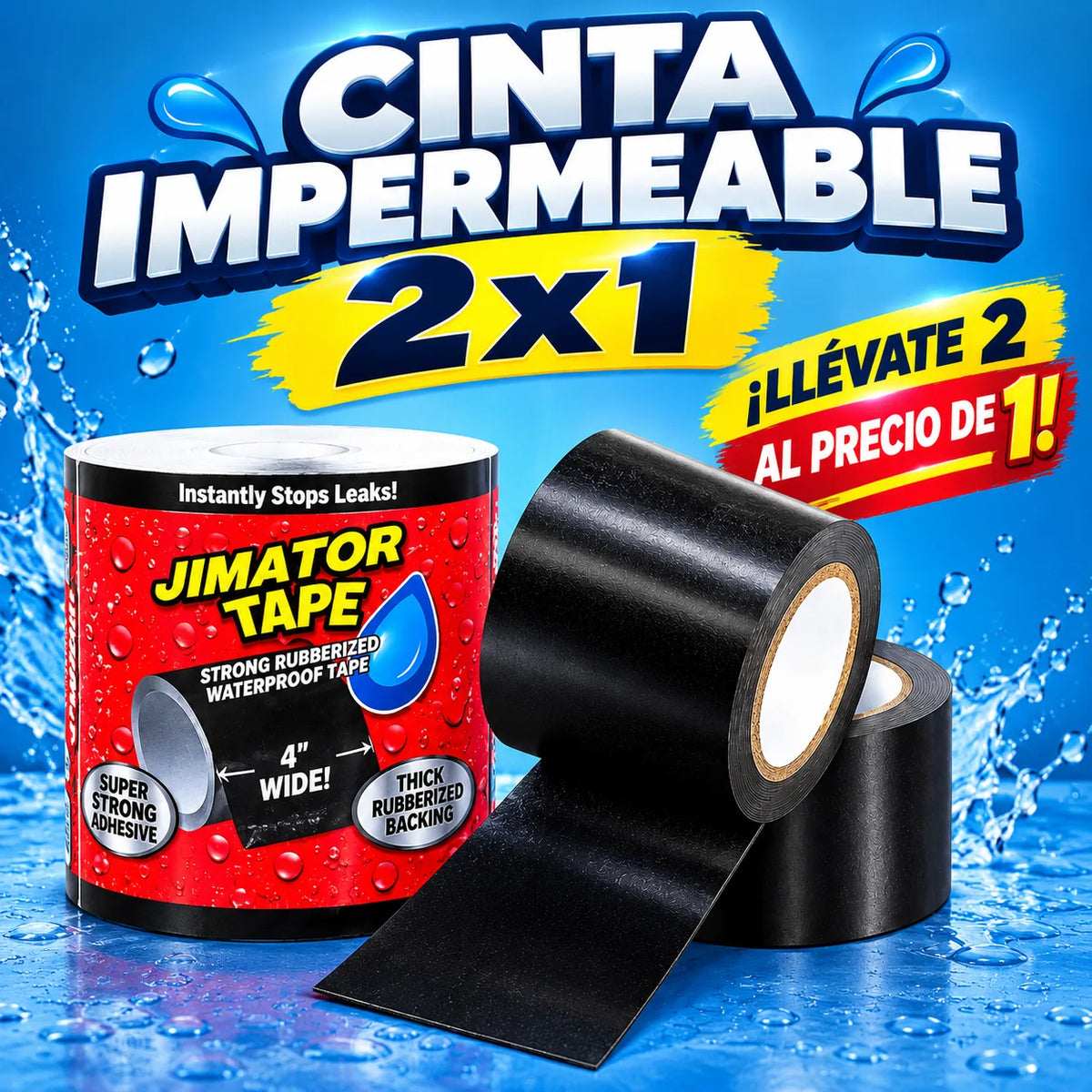 cinta impermeable ¡Sella goteras, hoyos y fugas en segundos y sin herramientas!