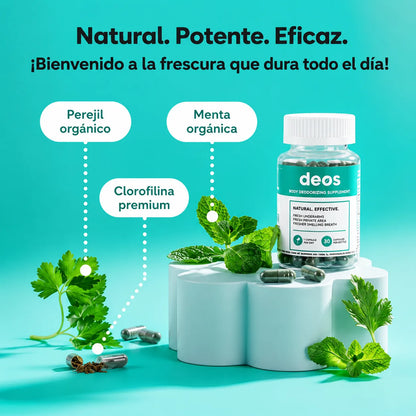 Deos ¡axilas, aliento y cuerpo frescos, todo el día!