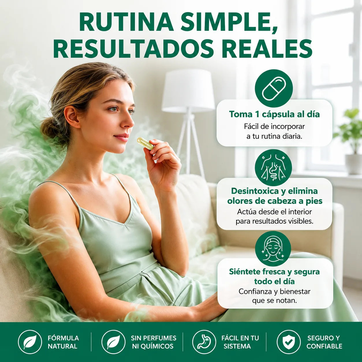 Deos ¡axilas, aliento y cuerpo frescos, todo el día!