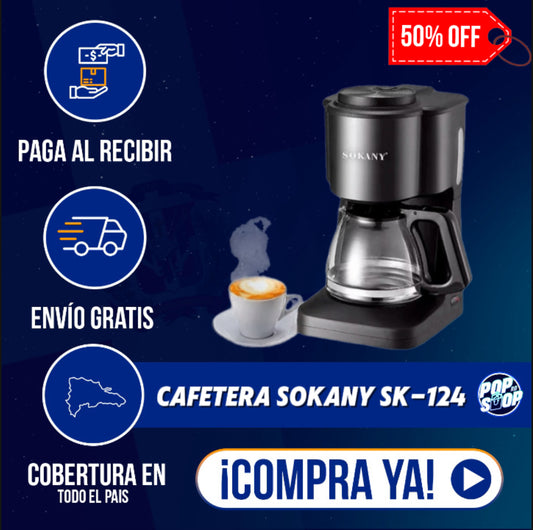 CAFETERA SOKANY SK-124 - ¡Café delicioso en minutos!, sabor y aroma perfectos cada mañana