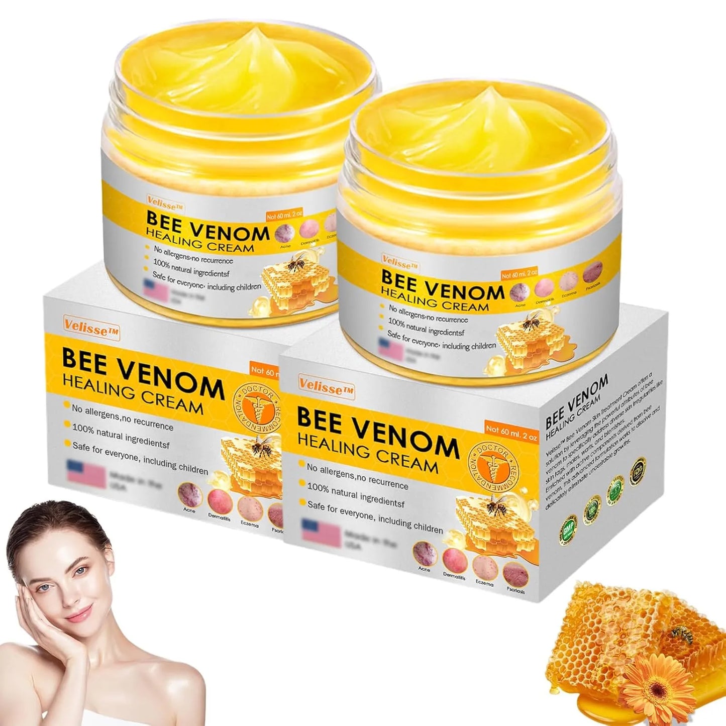 Crema de Veneno de Abeja 2X1 – ¡Elimina Marcas y Brotes!