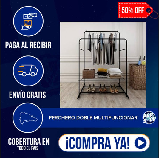 PERCHERO DOBLE MULTIFUNCIONAR -  ¡Práctico, elegante y cómodo para tu hogar!