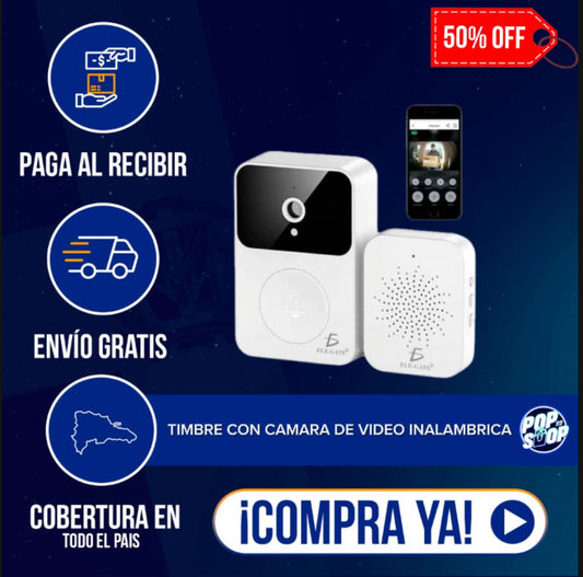 TIMBRE CON CÁMARA DE VIDEO INALÁMBRICA ¡Tu puerta, siempre vigilada, desde tu móvil !