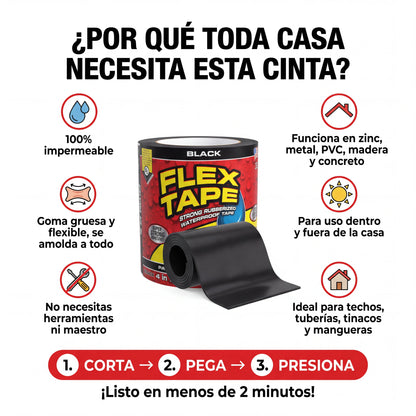 cinta impermeable ¡Sella goteras, hoyos y fugas en segundos y sin herramientas!