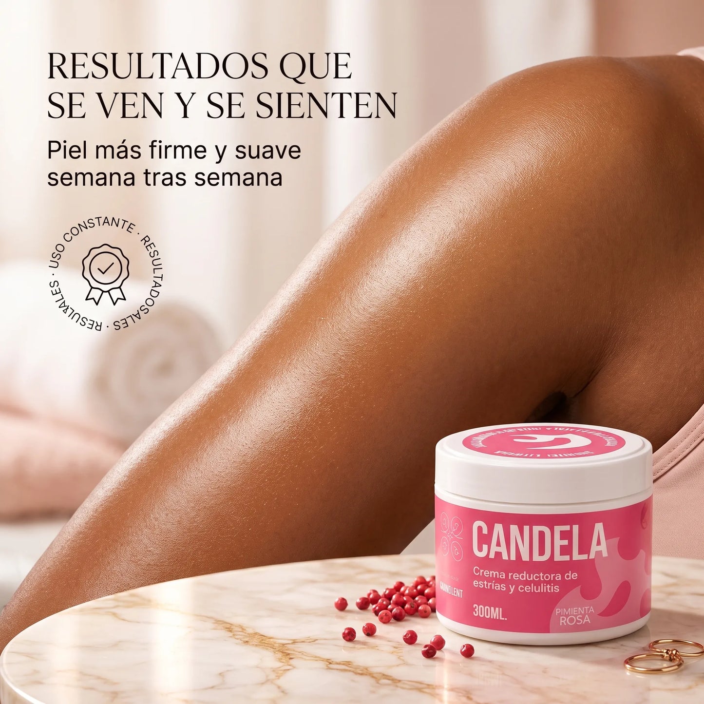 Candela ¡Piel Más Firme, Estrías Menos Visibles!